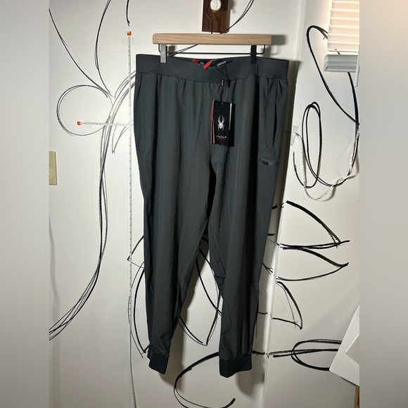 NEW Spyder Men's Dark Gray Active Jogger Pants with Pockets Men’s XL - Picture 1 of 9